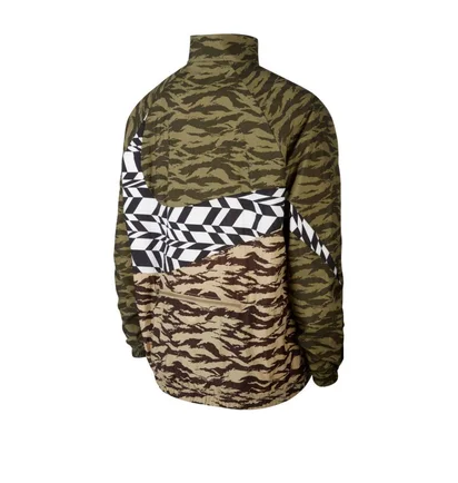 Nike Sportswear AOP Swoosh Woven Half Zip (Olive / Weiß)