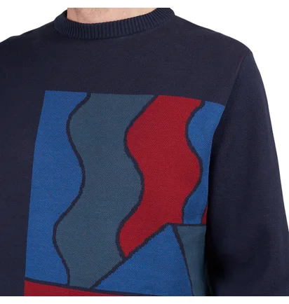 Parra Blocked Landscape Knitted Pullover (Navy / Multi)