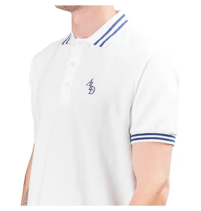Aimé Leon Dore Monogram Stripe Collar Polo (Weiß)