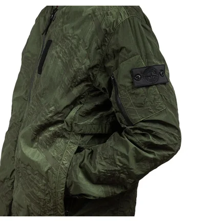 Stone Island Shadow Project Imprint Nylon Colarless Jacket (Olive)