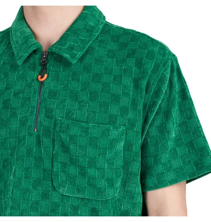 Brain Dead Knit Check Half Zip Shirt (Grün)