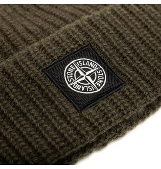Stone Island Rib Knit Beanie (Olive)