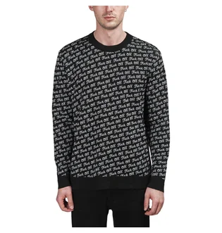 Raised by Wolves Fuck Off Jacquard Sweater (Schwarz)
