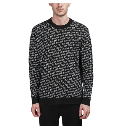Raised by Wolves Fuck Off Jacquard Sweater (Schwarz)