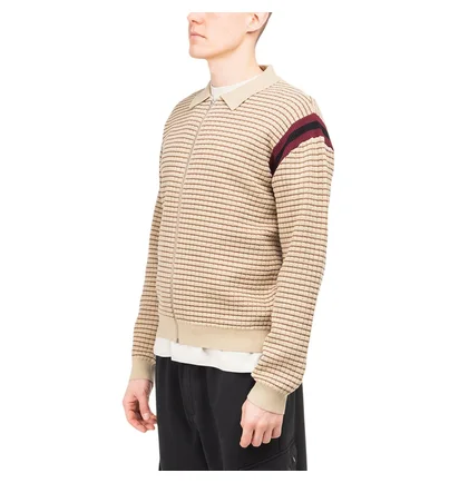Stüssy Waffle Knit Longsleeve Zip Polo (Khaki)