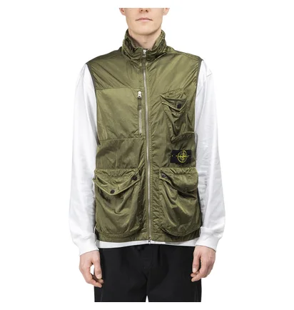 Stone Island Nylon Raso-TC Vest (Olive)