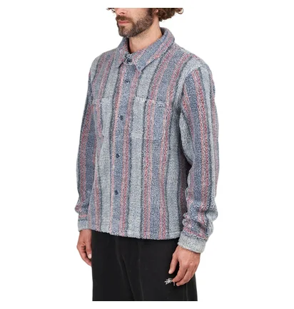 Stüssy Stripe Sherpa Shirt (Blau)