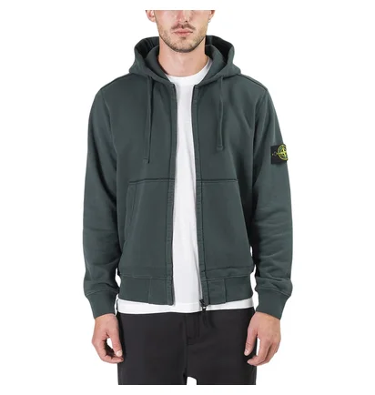 Stone Island Full Zip Hooded Sweat (Dunkelgrün)