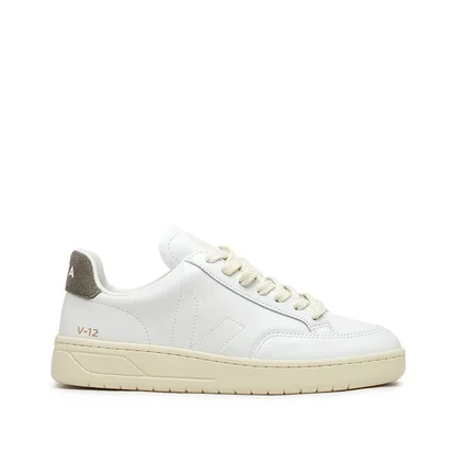 Veja WMNS V-12 Stitch O.T. Leather (Weiß / Oliv)