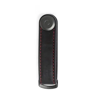 Orbitkey Crazy Horse Leather Key Organiser (Schwarz / Rot)
