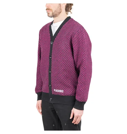 Pleasures Alliance Checkered Cardigan (Lila / Schwarz)