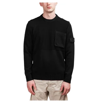 Stone Island Mercerized Knit ''Ghost Piece'' (Schwarz)