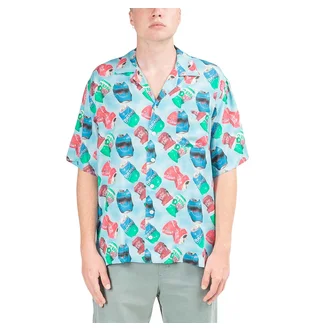 Brain Dead x Aaron Jupin Cans Hawaiian Shirt (Blau)