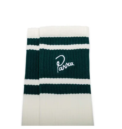 by Parra Signature Striped Crew Socks (Weiss / Grün)