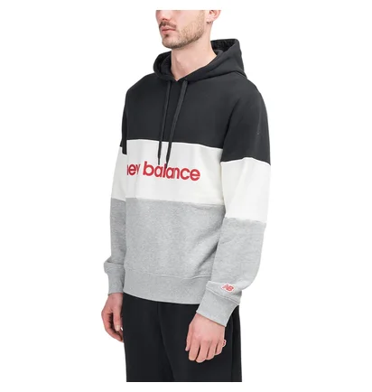 New Balance MT93545 BKW Athletics Stadium Hoodie (Schwarz / Weiss / Grau)