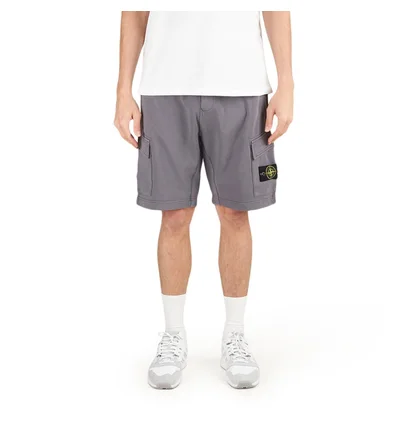 Stone Island Cotton Fleece Bermuda Cargo Shorts (Grau)