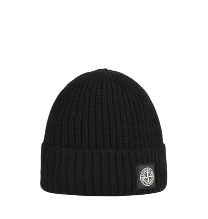 Stone Island Ribbed Beanie (Schwarz)