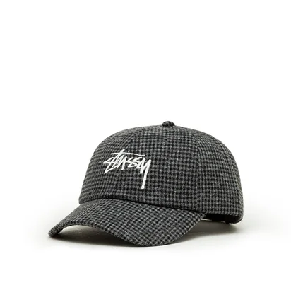 Stüssy Wool Check Big Stock Low Pro Cap (Dunkelgrau)