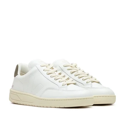 Veja V-12 Stitch O.T. Leather (Weiß / Oliv)