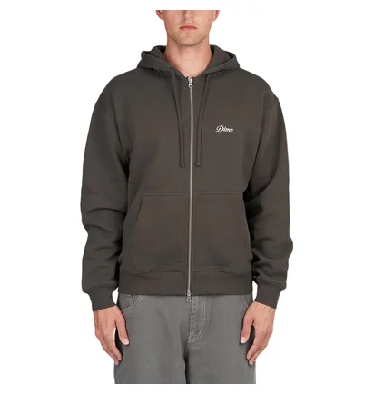 Dime Cursive Small Logo Zip Hoodie (Dunkelgrau)