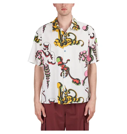 Brain Dead Tetsunori Tawaraya Seersucker Short Sleeve Blouse (Weiß / Multi)
