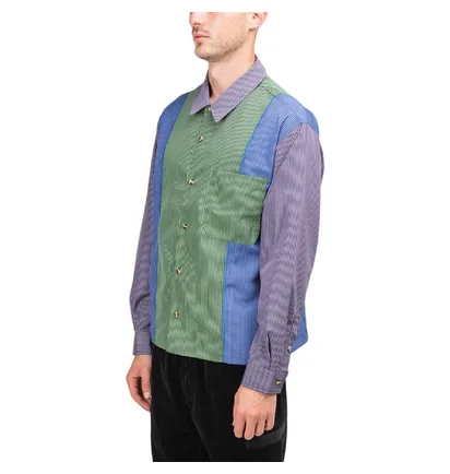 Brain Dead Paneled Stripe Poplin Shirt (Multi)