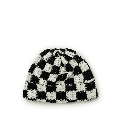 Stüssy Crochet Checker Beanie (Schwarz)