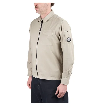 C.P. Company Organic Gabardine Full Zip Overshirt (Beige)