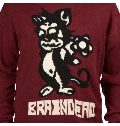 Brain Dead Meow Knit Sweater (Dunkelrot)
