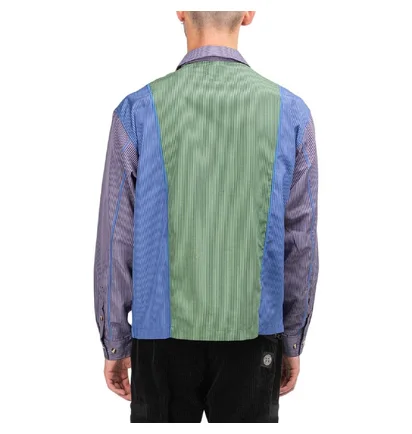 Brain Dead Paneled Stripe Poplin Shirt (Multi)