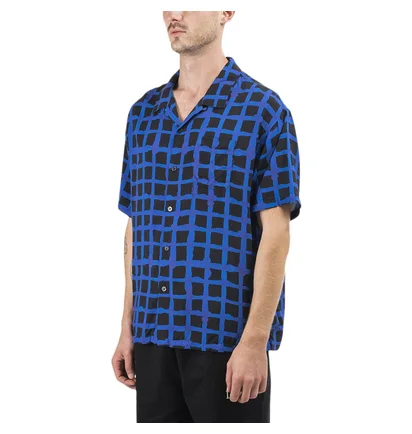 Stüssy Hand Drawn Grid Shirt (Blau / Schwarz)