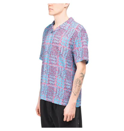 Stüssy Hand Drawn Houndstooth Shirt (Blau / Rot)