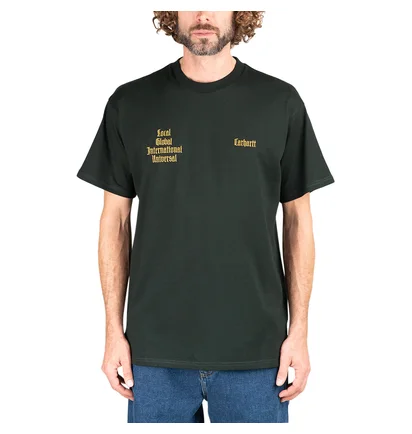 Carhartt WIP Shortsleeve Letterman T-Shirt (Dunkelgrün / Gelb)