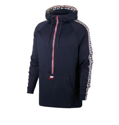 Nike NSW Taped Half Zip Hooded Poly (Dunkelblau / Weiß)