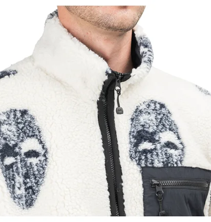 Stüssy Mask Jacquard Sherpa Jacket (Weiß / Schwarz)