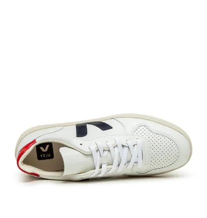 Veja V-10 Leather (Weiß / Schwarz / Rot)