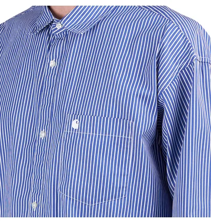 Carhartt WIP L/S Drake Shirt (Blau / Weiß)