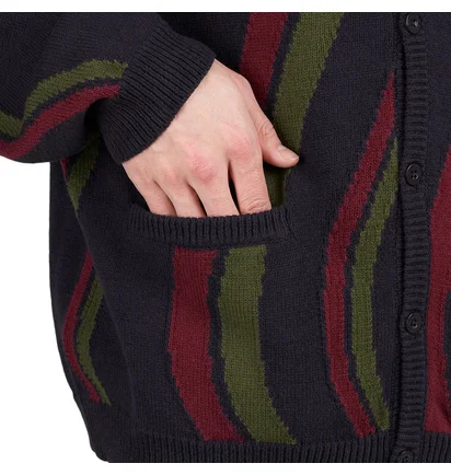 Dime Lightwave Knit Cardigan (Schwarz / Grün / Rot)