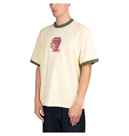 Brain Dead Mouthworm Short Sleeve Ringer Tee (Beige / Grün)