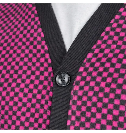 Pleasures Alliance Checkered Cardigan (Lila / Schwarz)
