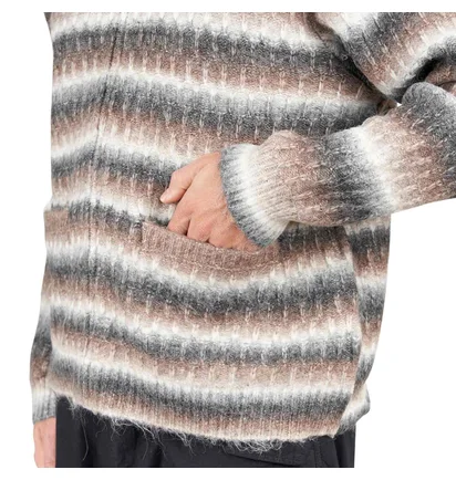 Obey Reggie Zip Up Cardigan Sweater (Braun / Beige)