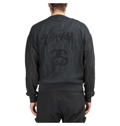 Stüssy Pig. Dyed Cotton Mesh Crew (Schwarz)