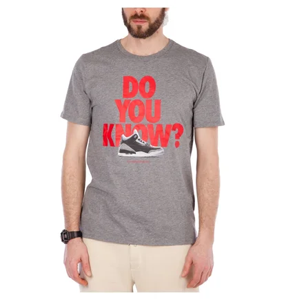 Nike Air Jordan AJ 3 'Do you know' T-Shirt (Grau / Rot)