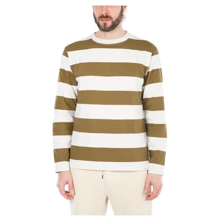 Norse Projects Johannes Wide Stripe LS (Olive / Hellbeige)