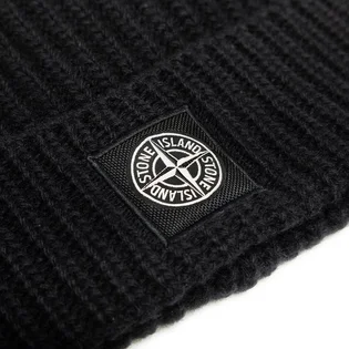 Stone Island Rib Knit Beanie (Schwarz)