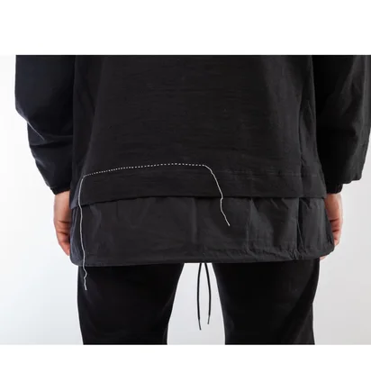 Y-3 Sashiko Layered Hoodie (Schwarz)