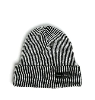 Raised by Wolves Vertical Stripe Watch Cap (Schwarz / Weiß)