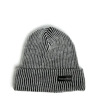 Raised by Wolves Vertical Stripe Watch Cap (Schwarz / Weiß)