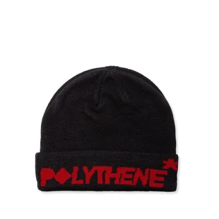 Polythene* Optics Jaquard Logo Beanie (Schwarz / Rot)