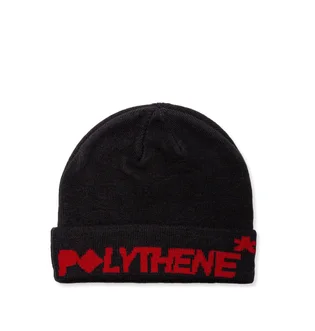 Polythene* Optics Jaquard Logo Beanie (Schwarz / Rot)
